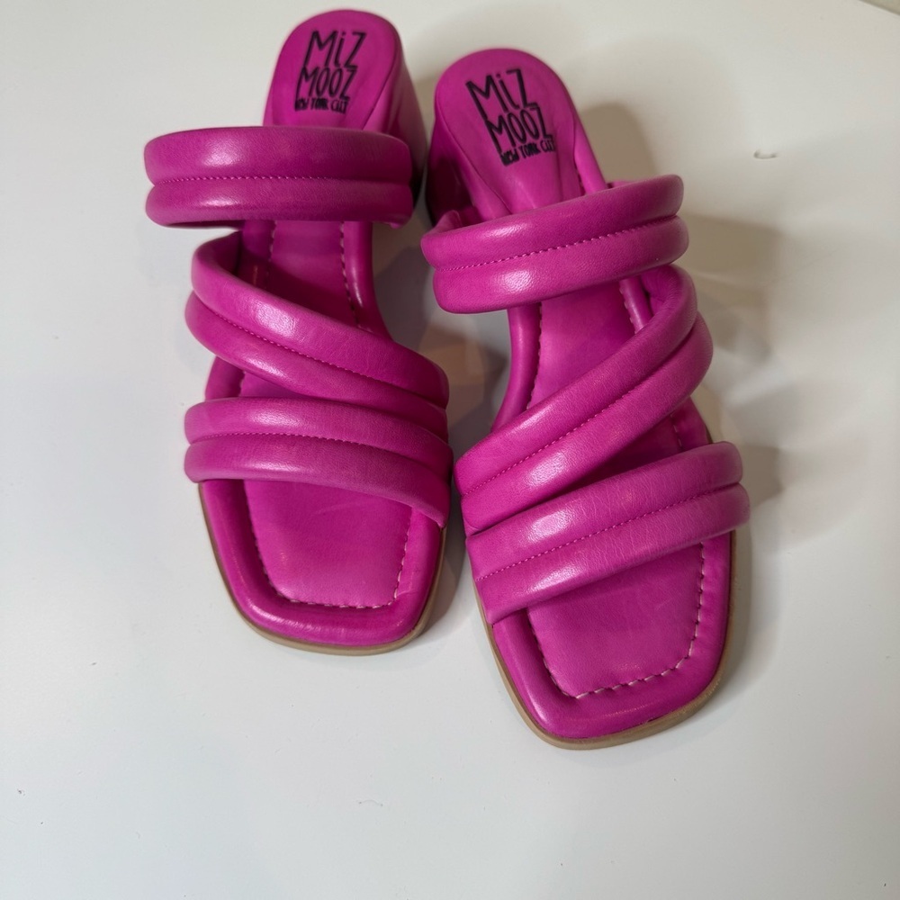 Miz Mooz Leather Triple-Strap Heeled Sandals EU 36